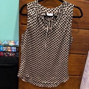 New York & Company Black and Tan Geometric Blouse